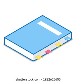 Accounting book with different bookmarks. vector illustration in isometric style. 3d book icon 