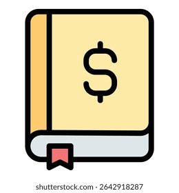 ícone de livro contábil ilustração de estilo de linha plana representando registros financeiros e contabilidade, adequado para projetos relacionados a contabilidade, finanças e gerenciamento de negócios