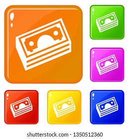 Accounting book icons set collection vector 6 color isolated on white background