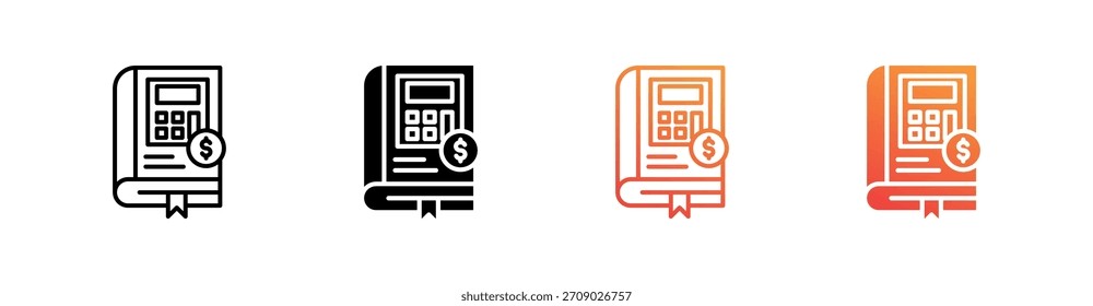 Libro de contabilidad Icono de estilo múltiple Set Vector