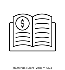 Libro de contabilidad icono de línea delgada, Vector, píxel perfecto, archivo ilustrador 