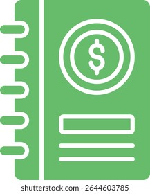 Icono de Vector de libro de contabilidad. Se puede utilizar para aplicaciones de impresión, móviles y de Web.