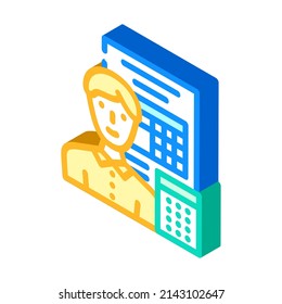 vector de icono isométrico del patrón de contabilidad. signo del jefe de contabilidad. ilustración de símbolo aislado