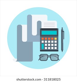 Accounting, calculating theme, flat style, colorful, vector icon for info graphics, websites, mobile and print media.