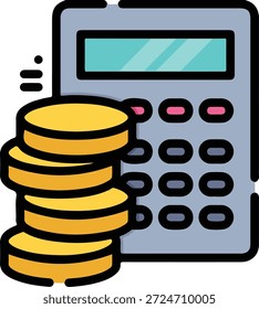 Rechnungslegungsberechnung, Finanzvektorsymbol einzeln auf weißem Hintergrund