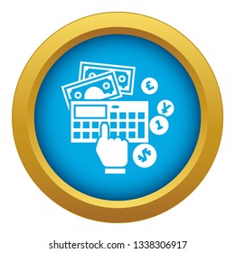 Accounting calculator icon blue vector isolated on white background for any design