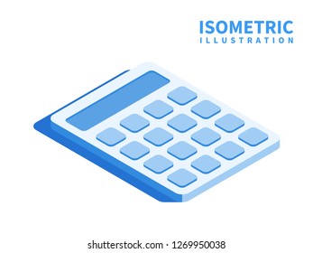 Accounting, Calculator icon. Isometric template for web design in flat 3D style. Vector illustration.