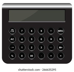 Accounting calculator with round buttons. Vector illustration.