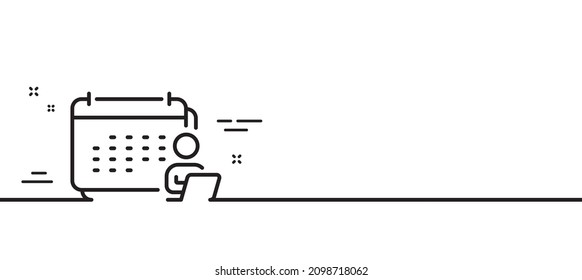 Accounting Calendar Line Icon. Annual Report Sign. Event Planner Symbol. Minimal Line Illustration Background. Accounting Line Icon Pattern Banner. White Web Template Concept. Vector