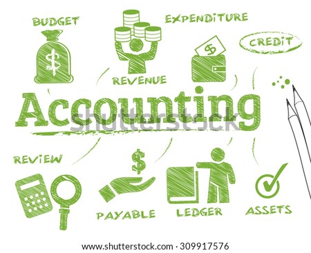 Accounting. Chart with keywords and icons
