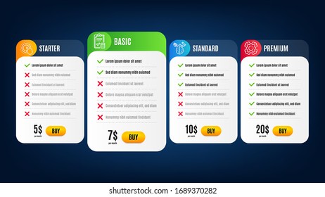 Accounting checklist, Click hand and Dirty water line icons set. Pricing table, subscription plan. Seo gear sign. Calculator, Touch gesture, Aqua drop. Cogwheel. Technology set. Vector