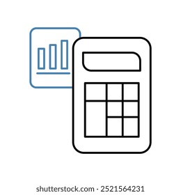 ícone da linha de conceito contábil. Ilustração de elemento simples. design de símbolo de contorno de conceito de contabilidade.
