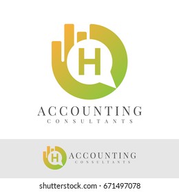 accounting consultants initial Letter H Logo design