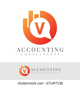 accounting consultants initial Letter V Logo design