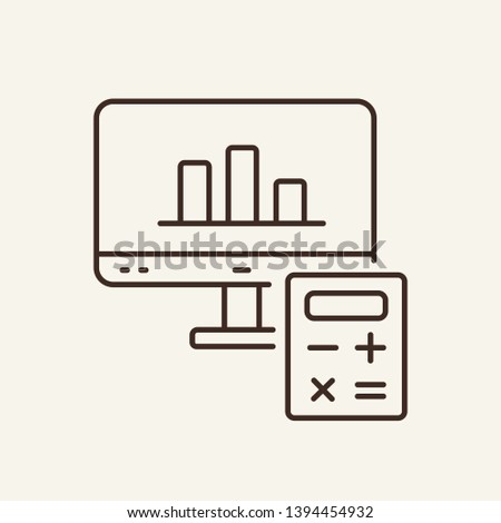 Accounting courses line icon. Graph, calculator, computer. Finance concept. Can be used for topics like coursework, economics, online education