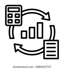 Ilustración vectorial de línea de icono de ciclo contable