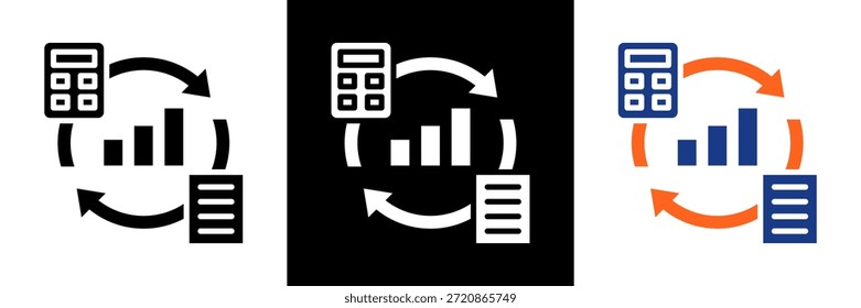 Conjunto de iconos de ciclo contable Ilustración vectorial de glifos