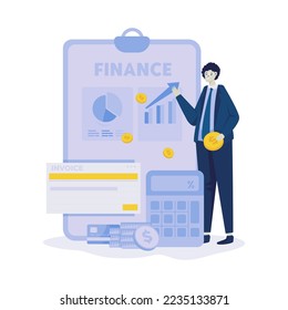 Diseño de ilustraciones planas de la División de Contabilidad con informes financieros