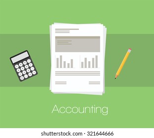 accounting document with calculator and pencil and workpaper