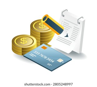 Accounting Document Review with Payment Card Illustration
