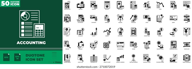 Contabilidad Duotone Conjunto de iconos editables