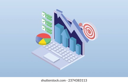 Accounting and Finance.on blue background.3D design.isometric vector design Illustration.