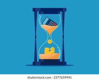 Accounting and Finance. The calculator in the hourglass turns into money