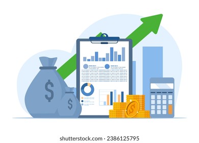 accounting or finance concept, data analysis, business plan and budget, analyst, accountant, economist, business team doing data analysis. flat vector illustration on white background.