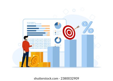 accounting or finance concepts, business plans and budgets, analyst, accountant, economics, accounting, consulting, tax forms, tax filing, audit services, business strategy. flat abstract illustration