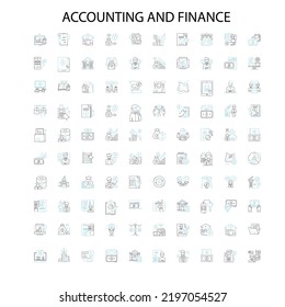 accounting and finance icons, signs, outline symbols, concept linear illustration line collection