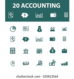 accounting, finance  icons, signs vector concept set for infographics, mobile, website, application
