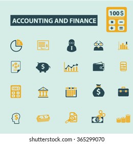 accounting, finance  icons, signs vector concept set for infographics, mobile, website, application
