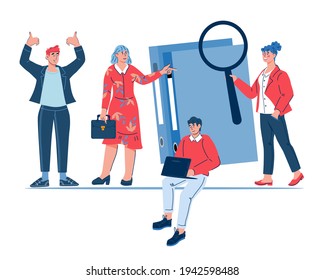 Accounting and finance management concept with team of business people. Accounting and audit services, flat cartoon vector illustration isolated on white background.