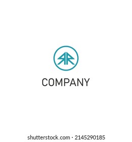 accounting and financial business logo design inspiration constructed from abstract initial double R logo in blue cyan color and the middle circle color
