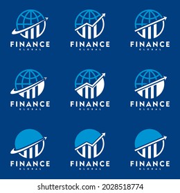 Accounting and Financial logo Globe concept set vector icon illustration design