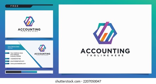 accounting financial logo vector. logo design and business card