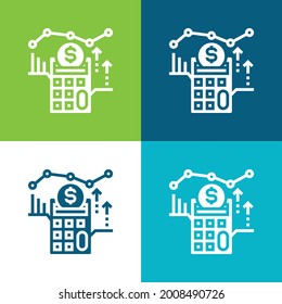 Accounting Flat four color minimal icon set