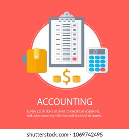 Accounting flat illustration concept. Stylish creative vector illustration for web banners, web sites, printed materials, infographics.