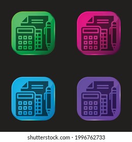 Accounting four color glass button icon