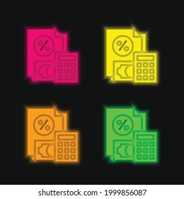 Accounting four color glowing neon vector icon