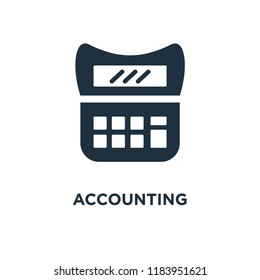 Accounting icon. Black filled vector illustration. Accounting symbol on white background. Can be used in web and mobile.