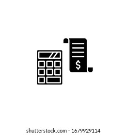 Accounting Icon. Calculator icon. Bill, Invoice, Payment, Banking transaction receipt symbol. Online shopping, Procurement expense, Money document file. Finances, Savings, economy symbol