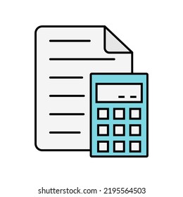 Accounting Icon. Calculator And Document Icon. Tax Form Icon Isolated On White Background. Vector Flat Illustration