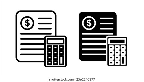 Accounting Icon collection in filled and stroke style.