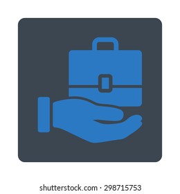 Accounting icon from Commerce Buttons OverColor Set. Vector style is smooth blue colors, flat square rounded button, white background.
