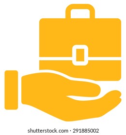 Accounting icon from Commerce Set. Vector style: flat symbol, yellow color, rounded angles, white background.