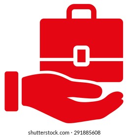 Accounting icon from Commerce Set. Vector style: flat symbol, red color, rounded angles, white background.