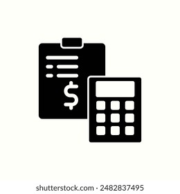 accounting icon, isolated glyph icon theme ecommerce