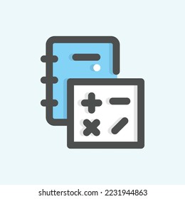  accounting icon, isolated lesson colored outline icon in light blue background, perfect for website, blog, logo, graphic design, social media, UI, mobile app