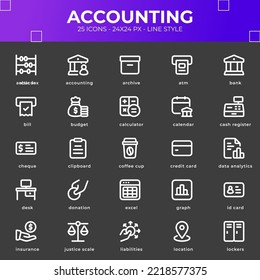 Accounting icon pack with black color